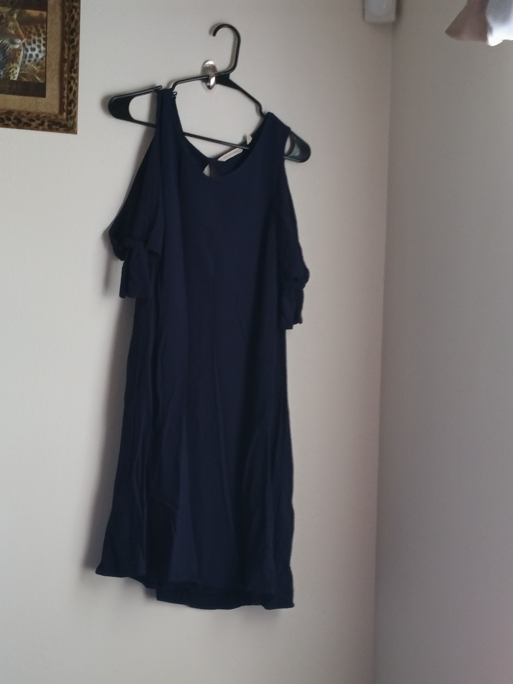Soft Surroundings Dress Women S Navy Blue Cold-Shoulder Tassel Elegant Versatile